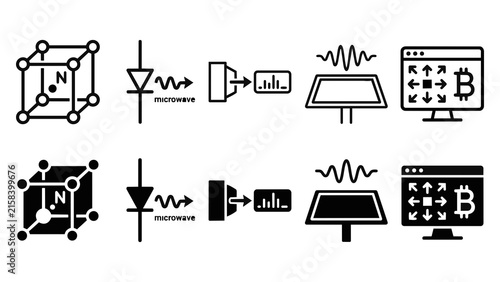 Center Magnetometers Line and Solid Icon Pack For Presentation | diamond, nv, physics, sensing, field - Clean Modern and Editable Vector Icon Set