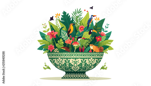 International Day for Biological Diversity vector illustration with planet earth globe and wildlife flora inside glass bowl