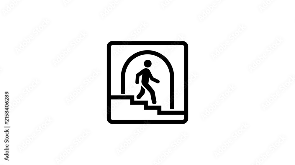 Fototapeta premium Person Walking Down Stairs Icon