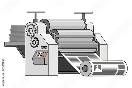 Printing Press Vector Illustration