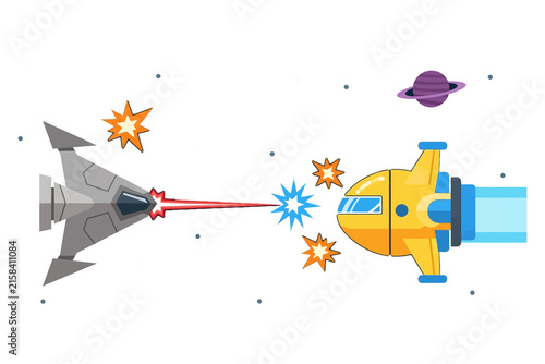 Foto Space Battle Spaceship Vector Illustration