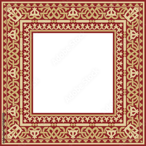 Konstfotografi Vector gold and red square classic byzantine ornament