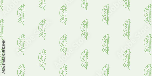 Soft green paisley seamless pattern on pastel background, delicate botanical ornament