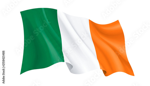 Photography Waving flag of ireland isolated on transparent background with soft fabric folds effect