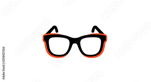 A pair of stylish black and orange eyeglasses isolated on a white background