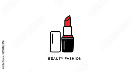 A simple vector illustration of a red lipstick tube on a white background
