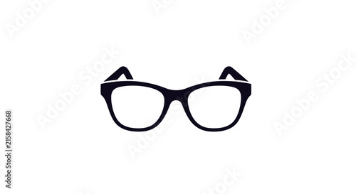 A simple black icon of classic optical glasses on a white background