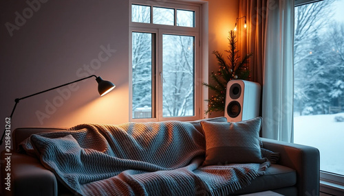 Cozy living space warmed by gentle heater