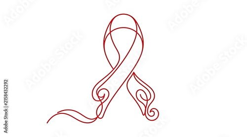 Veterans day red awareness ribbon stylized line art drawing with awareness honoring patriotic minimalist remembrance solidarity celebration advocacy campaign