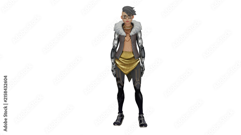 Fototapeta premium 3d rendering cyberpunk female