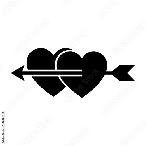 Foto Cupid Arrow Piercing Two Hearts Icon Symbol