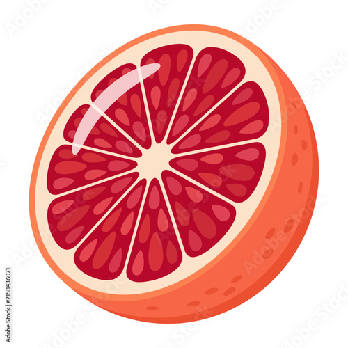 Half of a fresh grapefruit isolated on white background