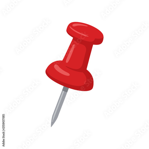 Red push pin icon isolated on white background