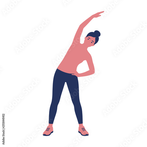 Woman stretching side bend yoga pose exercise flexibility