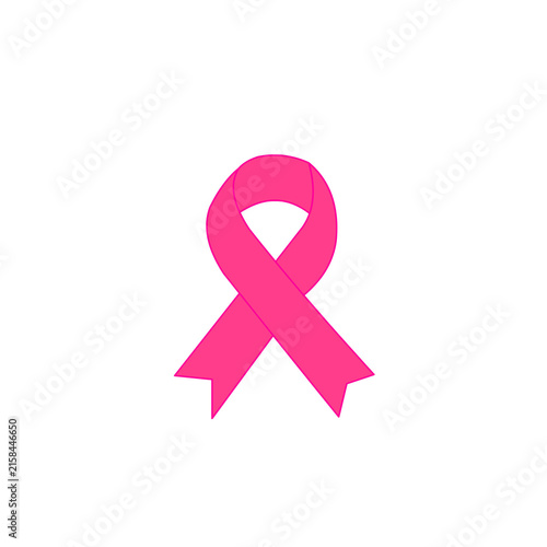 Pink awareness ribbon symbol isolated on white background representing health awareness, support and hope