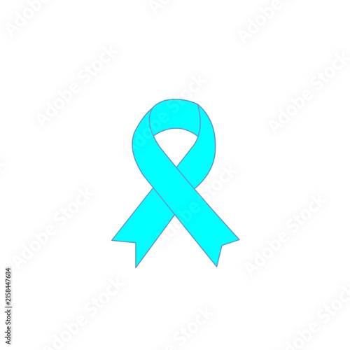 Blue awareness ribbon symbol isolated on white background representing health awareness and social support