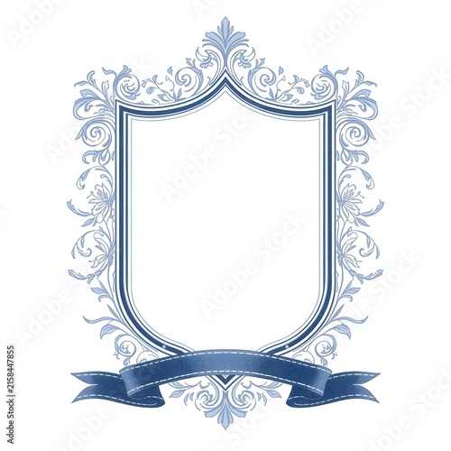 blue shield with ribbon
