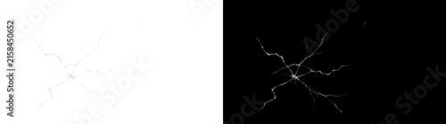 Obraz w ramie Electric lightning spark texture with wavy energy branches ideal for creative overlay compositing use with PNG, Transparent and Black Background Versions