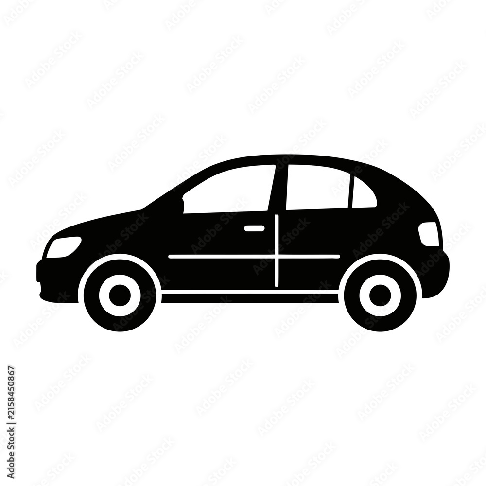 Fototapeta premium black car silhouette side view simple icon