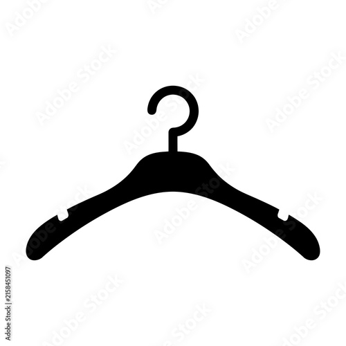 Black silhouette of a classic clothes hanger on white background