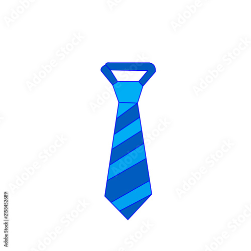 Blue striped necktie icon isolated on white background for professional business and formal fashion design