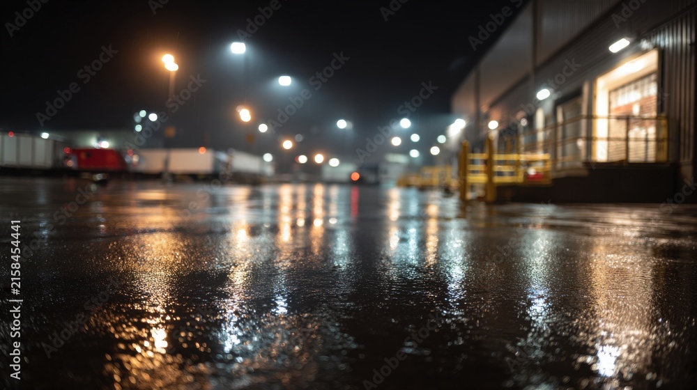 Fototapeta premium Rainy loading zone in industrial area with Canon EOS R5