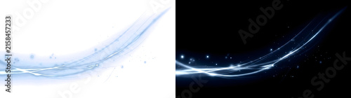 Canvas Print Blue light swoosh curving with glowing wavy lines in PNG, Transparent and Black