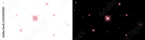 Cuadro en lienzo Pink star field overlay of twinkling glowing stars on black night sky for design