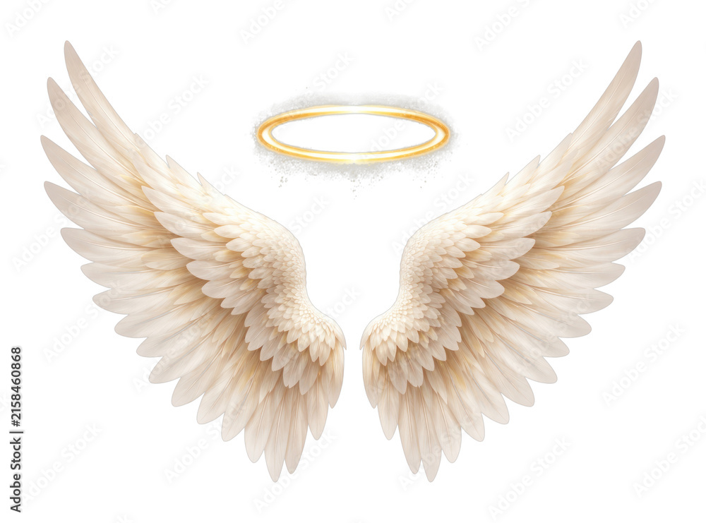 Naklejka premium PNG Heavenly wings with halo