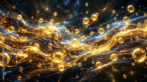 Golden honeycomb with bees and honey closeup.