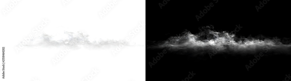 Naklejka premium White fog smoke overlay of swirling mist cloud on black background for design use in PNG, Transparent and Black Background Versions
