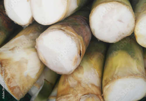 Raw eatable bamboo as background	