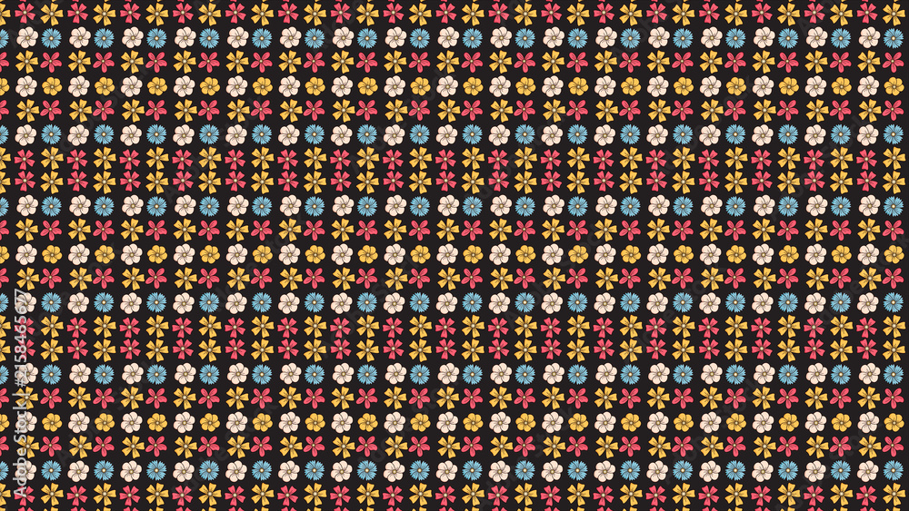 Obraz premium Multi-colored floral inspired woven fabric textile background pattern with grid structure colorful material background abstract