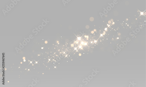 Cuadro en lienzo Bright golden sparkle trail with luminous stars, glowing starbursts, radiant lig