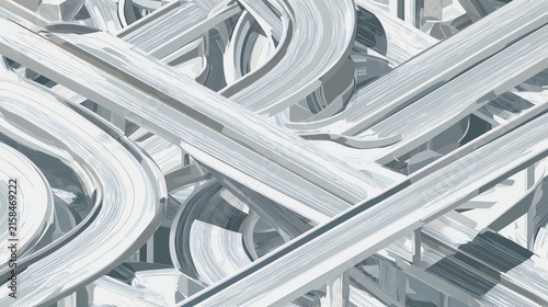 Abstract view of complex highway interchange.