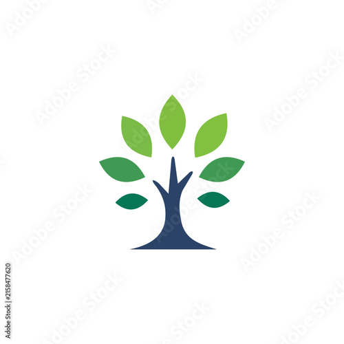 Green leafy tree with a human figure as the trunk, ideal for wellness, education, community, family growth, healthcare, ecology, and support brands.