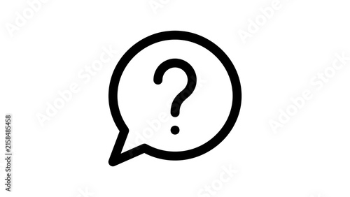 Question mark speech bubble outline icon isolated on transparent background.