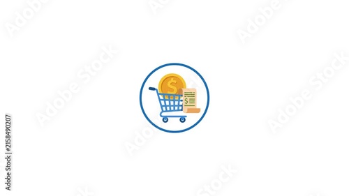 Shopping and E-commerce Finance Icons on a white background. Retail receipt, sale tag and mobile payment icons on a white background. Colorful Retail Finance Icons on a white background. Business icon