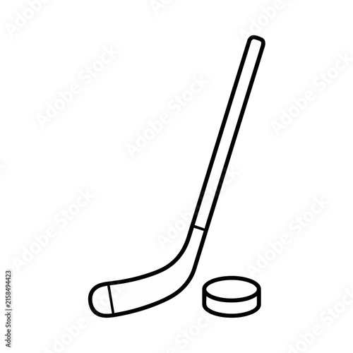 Hockey stick and puck outline