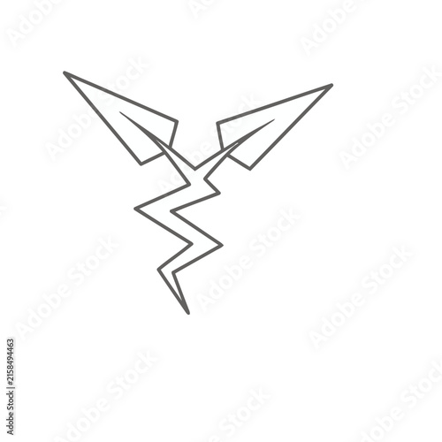 Lightning bolt and paper airplanes icon