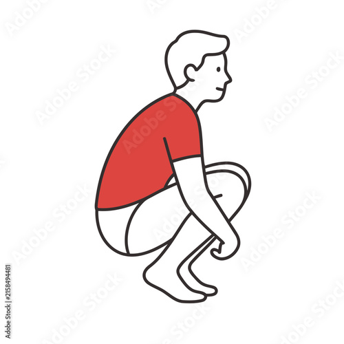 Man in a squatting position