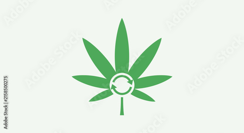 Green cannabis leaf icon with a circular recycling symbol in the center.