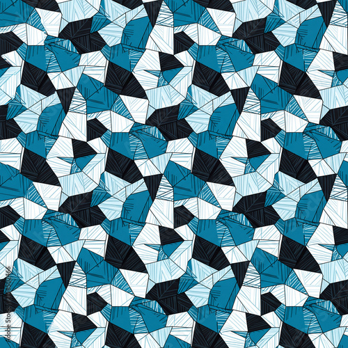 Blue Black White Polygon Camouflage Pattern