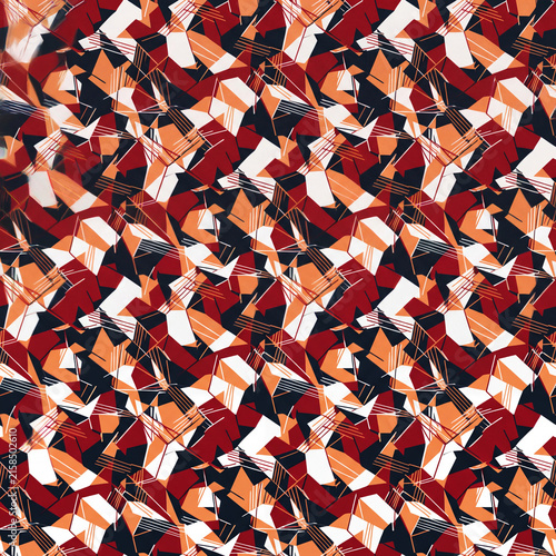 Red Orange White Abstract Shard Camouflage Pattern