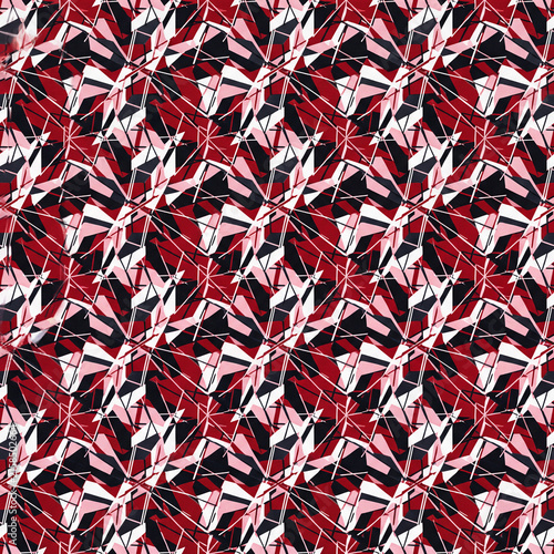 Red Pink Black Angular Shard Camouflage Pattern