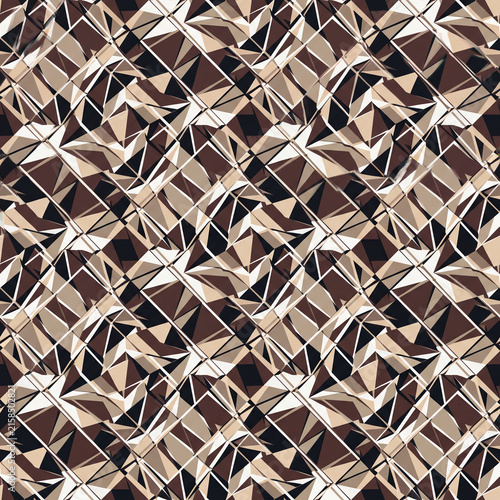 Beige Brown Linear Polygon Camouflage Pattern