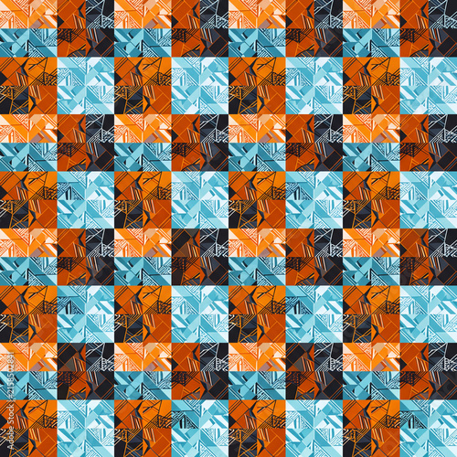 Orange Cyan Checkerboard Anti-Recognition Pattern