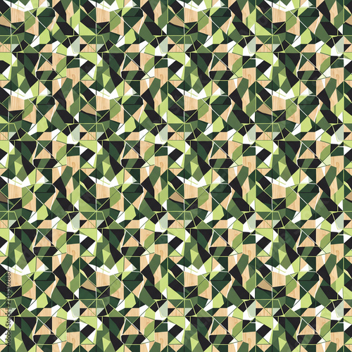 Green Beige Pixel Mosaic Anti-Recognition Pattern