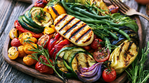 grilled mediterranean vegetable platter with halloumi