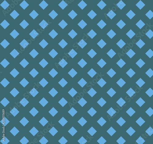 Seamless pattern with blue diamond shapes on a dark green background